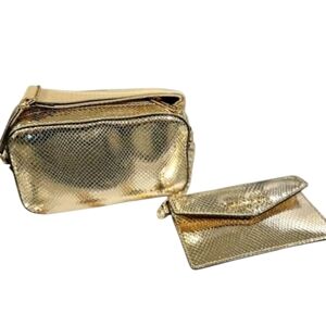 Michael Kors Maisie 2-in-1 Crossbody Bag, Pale Gold Mettalic Snake Skin Embossed